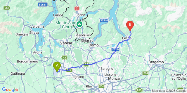 Map: Milan Malpensa Airport (MXP) to Ballabio