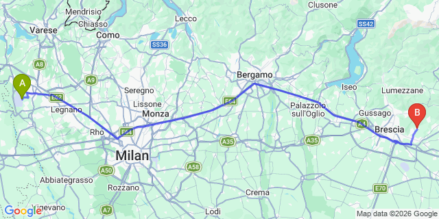 Map: Milan Malpensa Airport (MXP) to Botticino