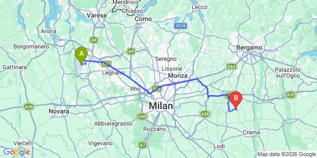 Map: Milan Malpensa Airport (MXP) to Brembilla