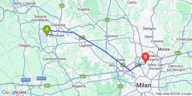 Map: Milan Malpensa Airport (MXP) to Bresso