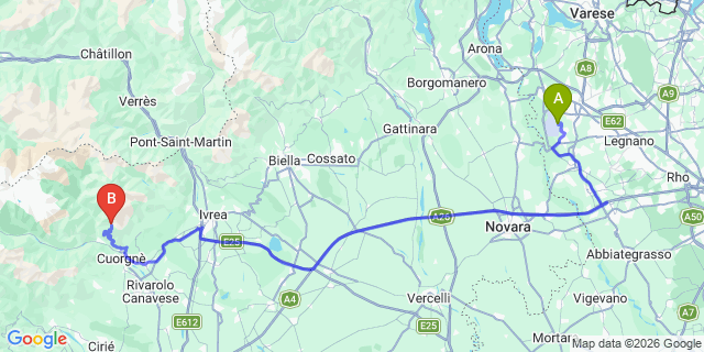 Map: Milan Malpensa Airport (MXP) to Breuil-Cervinia