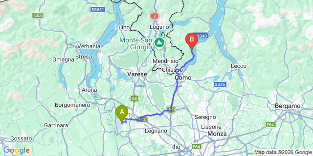 Map: Milan Malpensa Airport (MXP) to Brienno