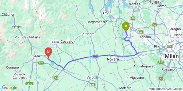 Map: Milan Malpensa Airport (MXP) to Brig