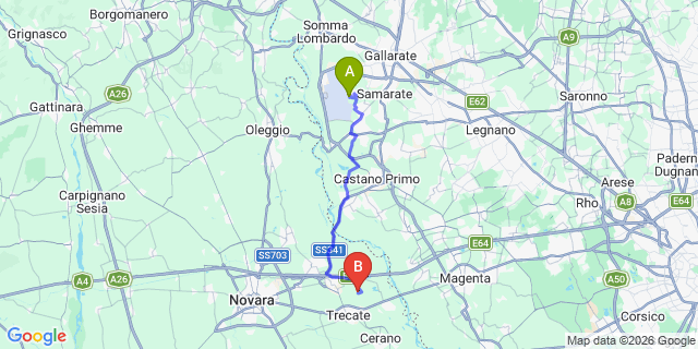 Map: Milan Malpensa Airport (MXP) to Brissago-Valtravaglia