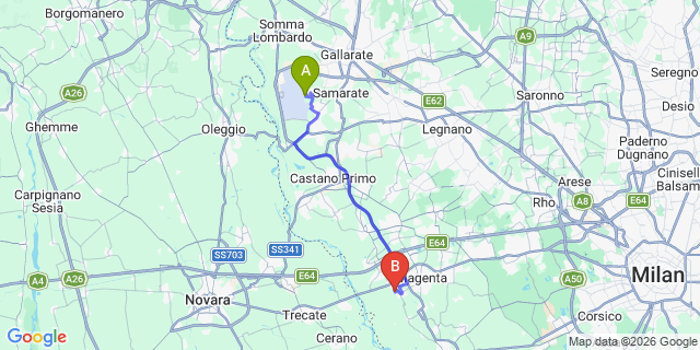 Map: Milan Malpensa Airport (MXP) to Busto Arsizio