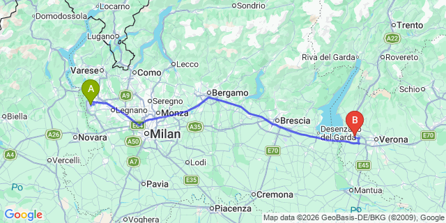 Map: Milan Malpensa Airport (MXP) to Camping Lombardi