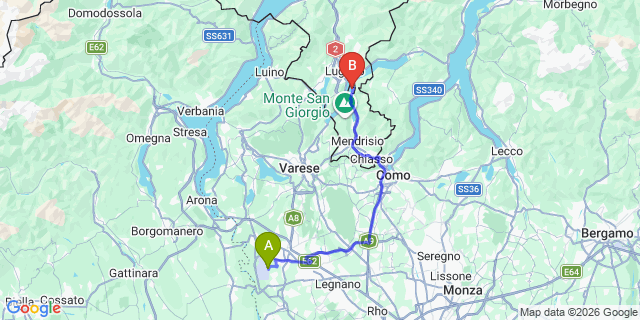 Map: Milan Malpensa Airport (MXP) to Campione