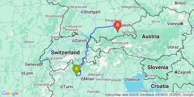 Map: Milan Malpensa Airport (MXP) to Campitello di Fassa