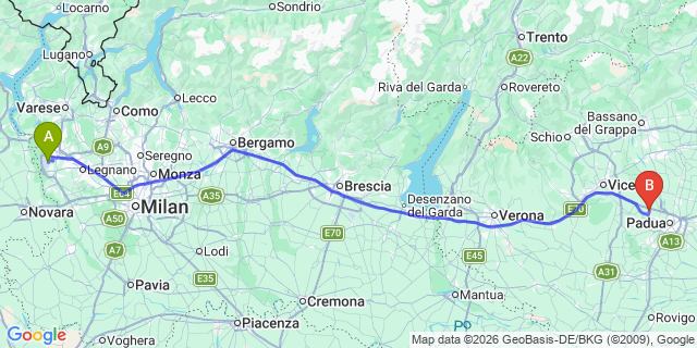 Map: Milan Malpensa Airport (MXP) to Canazei