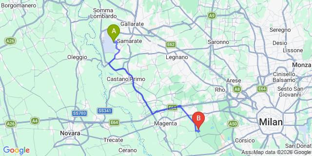 Map: Milan Malpensa Airport (MXP) to Capolago