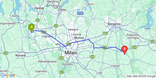Map: Milan Malpensa Airport (MXP) to Carona