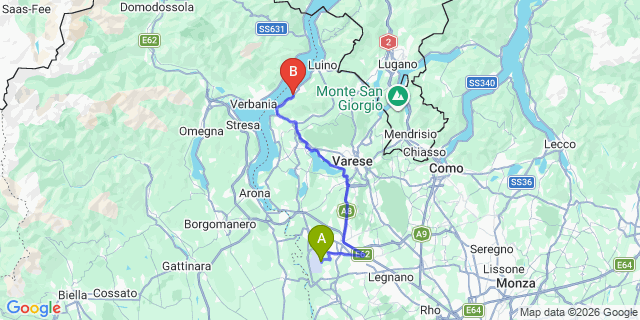 Map: Milan Malpensa Airport (MXP) to Castellveccana (Lago Maggiore)