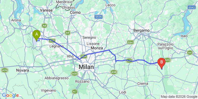 Map: Milan Malpensa Airport (MXP) to Chiesa in Valmalenco