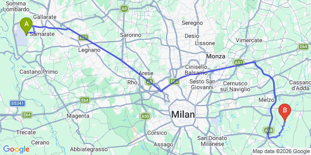 Map: Milan Malpensa Airport (MXP) to Cisano Bergamasco