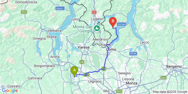 Map: Milan Malpensa Airport (MXP) to Dizzasco