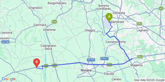 Map: Milan Malpensa Airport (MXP) to Finale Ligure