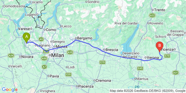 Map: Milan Malpensa Airport (MXP) to Florence