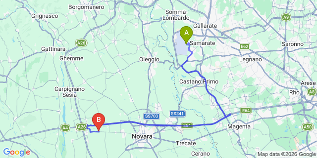 Map: Milan Malpensa Airport (MXP) to Fondotoce