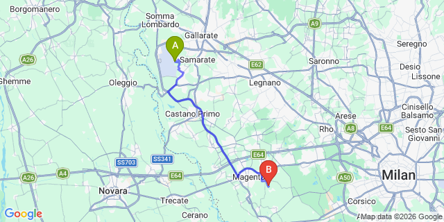Map: Milan Malpensa Airport (MXP) to Garlasco