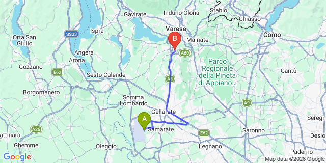 Map: Milan Malpensa Airport (MXP) to Gazzada Schianno