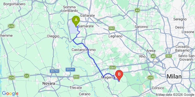 Map: Milan Malpensa Airport (MXP) to Genoa