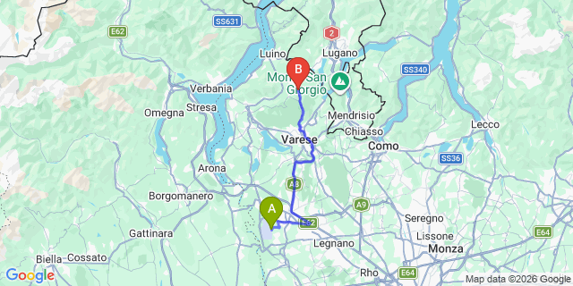 Map: Milan Malpensa Airport (MXP) to Ghirla