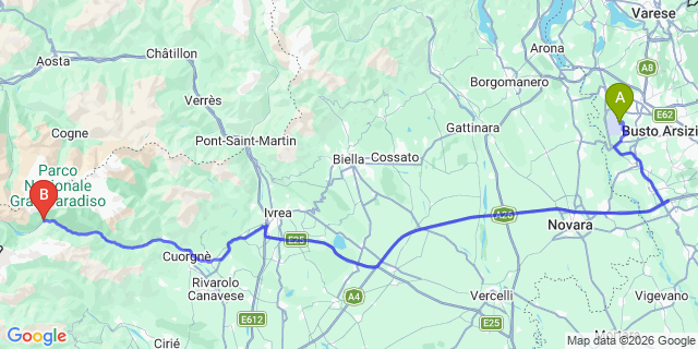 Map: Milan Malpensa Airport (MXP) to Gressan