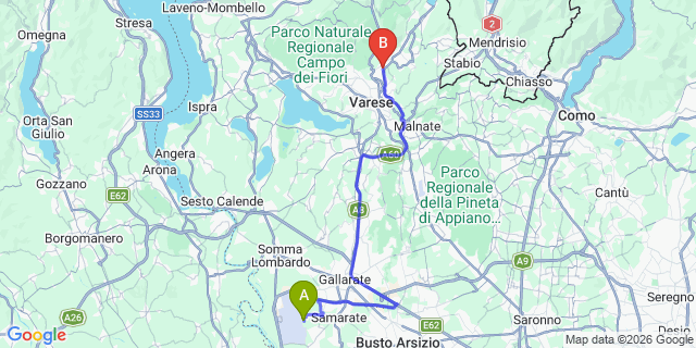 Map: Milan Malpensa Airport (MXP) to Induno Olona