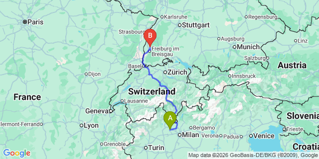 Map: Milan Malpensa Airport (MXP) to Interlaken