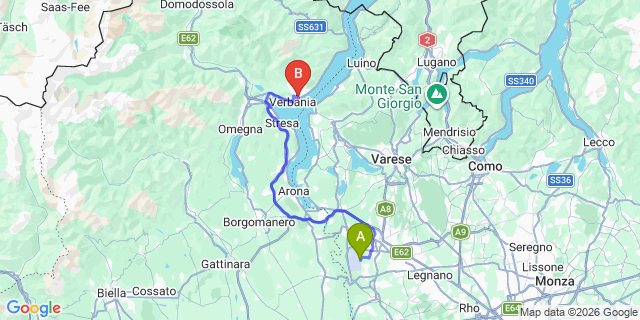 Map: Milan Malpensa Airport (MXP) to Intra