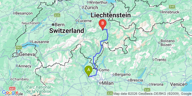 Map: Milan Malpensa Airport (MXP) to Laax