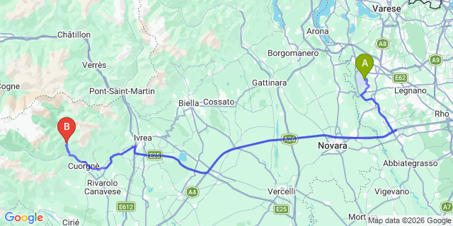 Map: Milan Malpensa Airport (MXP) to Limone Piemonte