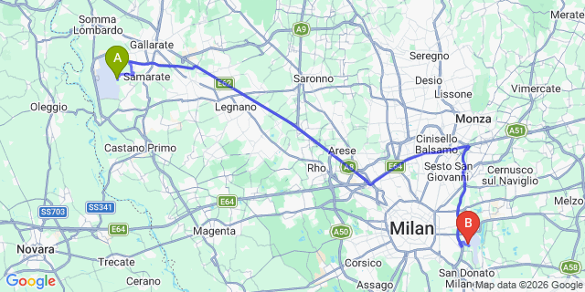 Map: Milan Malpensa Airport (MXP) to Limonta