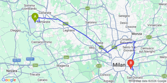 Map: Milan Malpensa Airport (MXP) to Lissone