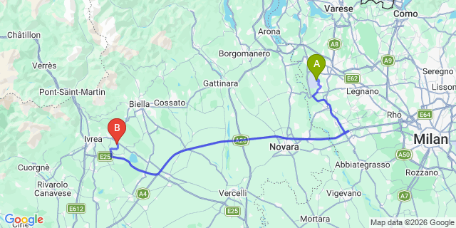 Map: Milan Malpensa Airport (MXP) to Macugnaga