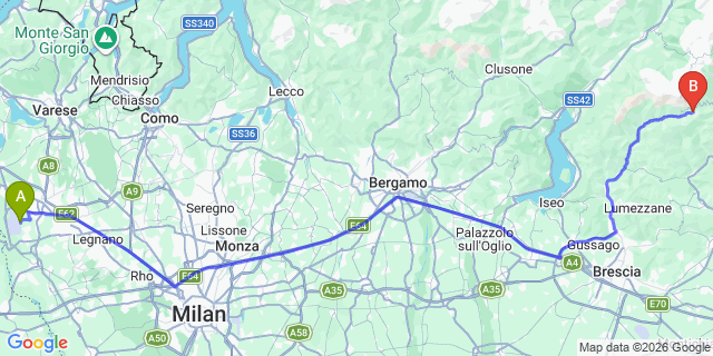 Map: Milan Malpensa Airport (MXP) to Maniva