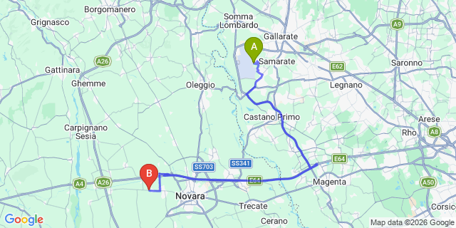 Map: Milan Malpensa Airport (MXP) to Meina