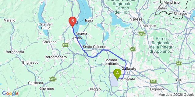 Map: Milan Malpensa Airport (MXP) to Meina Lake Maggiore