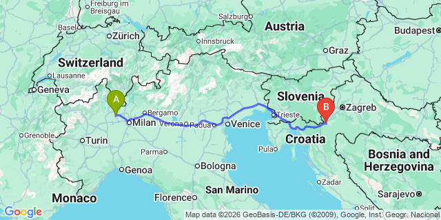 Map: Milan Malpensa Airport (MXP) to Merano