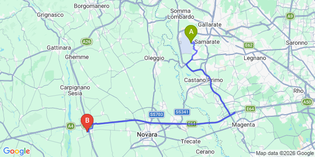 Map: Milan Malpensa Airport (MXP) to Mombaruzzo