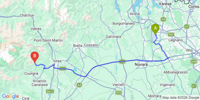 Map: Milan Malpensa Airport (MXP) to Moncalieri