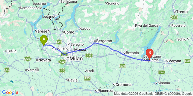 Map: Milan Malpensa Airport (MXP) to Monte Carlo