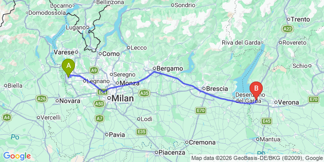 Map: Milan Malpensa Airport (MXP) to Montecatini Terme