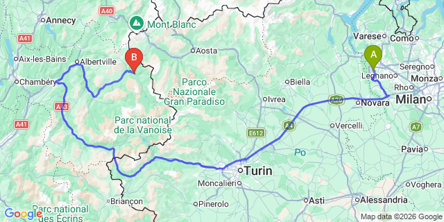 Map: Milan Malpensa Airport (MXP) to Montvalezan