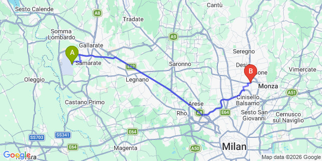 Map: Milan Malpensa Airport (MXP) to Muggio
