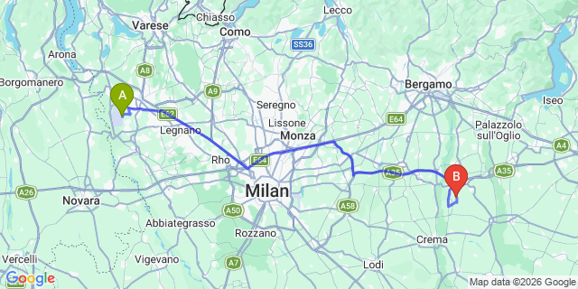 Map: Milan Malpensa Airport (MXP) to Nembro