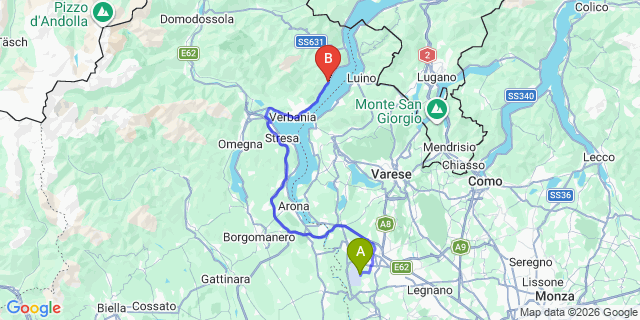 Map: Milan Malpensa Airport (MXP) to Oggebio Lake Maggiore