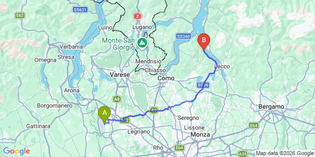 Map: Milan Malpensa Airport (MXP) to Onno