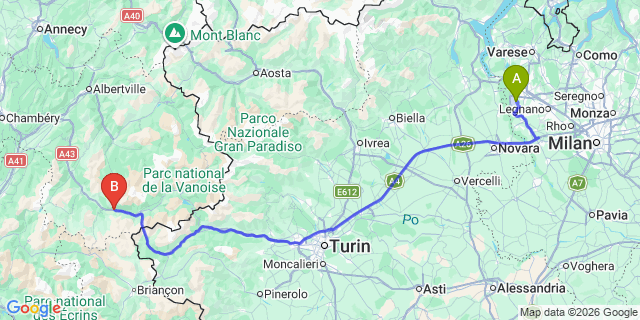 Map: Milan Malpensa Airport (MXP) to Orelle