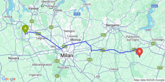 Map: Milan Malpensa Airport (MXP) to Paratico